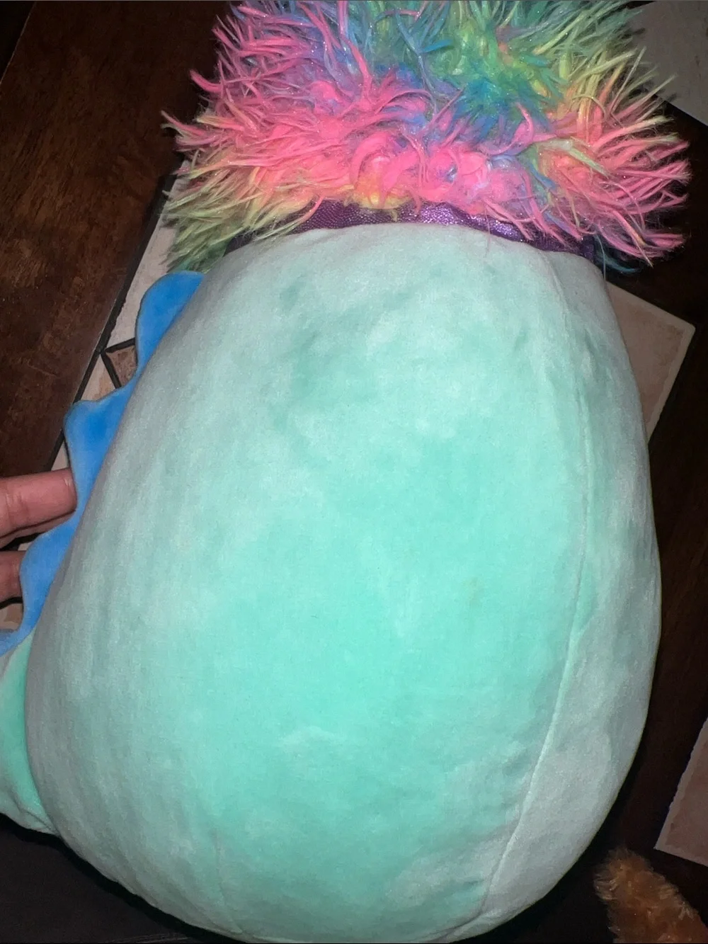 Squishmallows Mint Green & White Plush with Rainbow Fuzzy Hair
